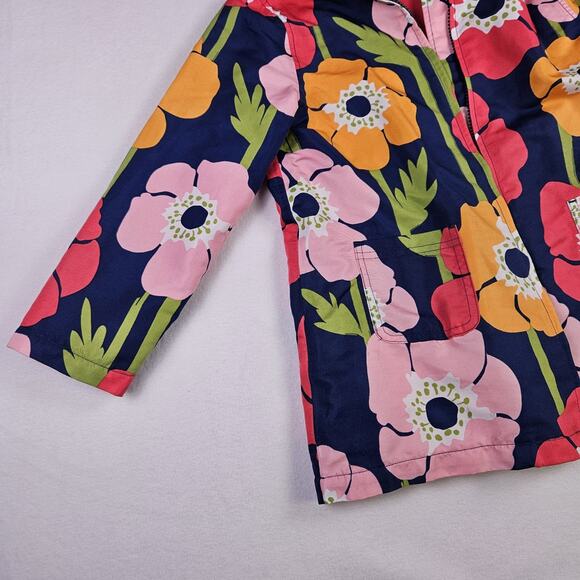 Gymboree Girls Floral Rain Jacket Hood Windbreaker Poppy Blue Pink Flowers S 5-6 - Picture 5 of 11